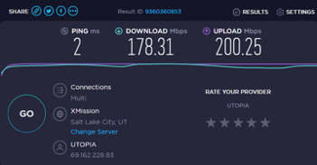 image of an internet speed test